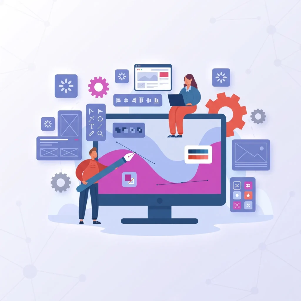 Graphic design vector illustration with creative tools - Top Rated Web Design - Web Clinic Online